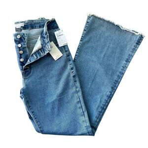 Good American Flare Jeans 10/30 Raw Hem Button Fly GFEBTH160T NWT High Rise